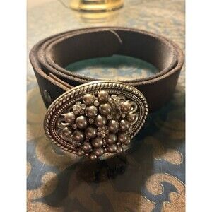 Vintage Women’s Faux Pearl and Rhinestone Large Leather Belt 38-44